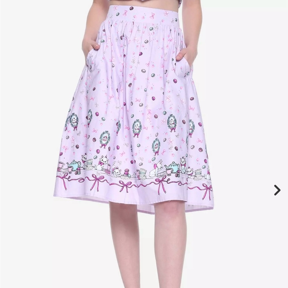 Disney Aristocats Marie Pink Purple A-Line Skirt Whimsical Retro Charm Soft